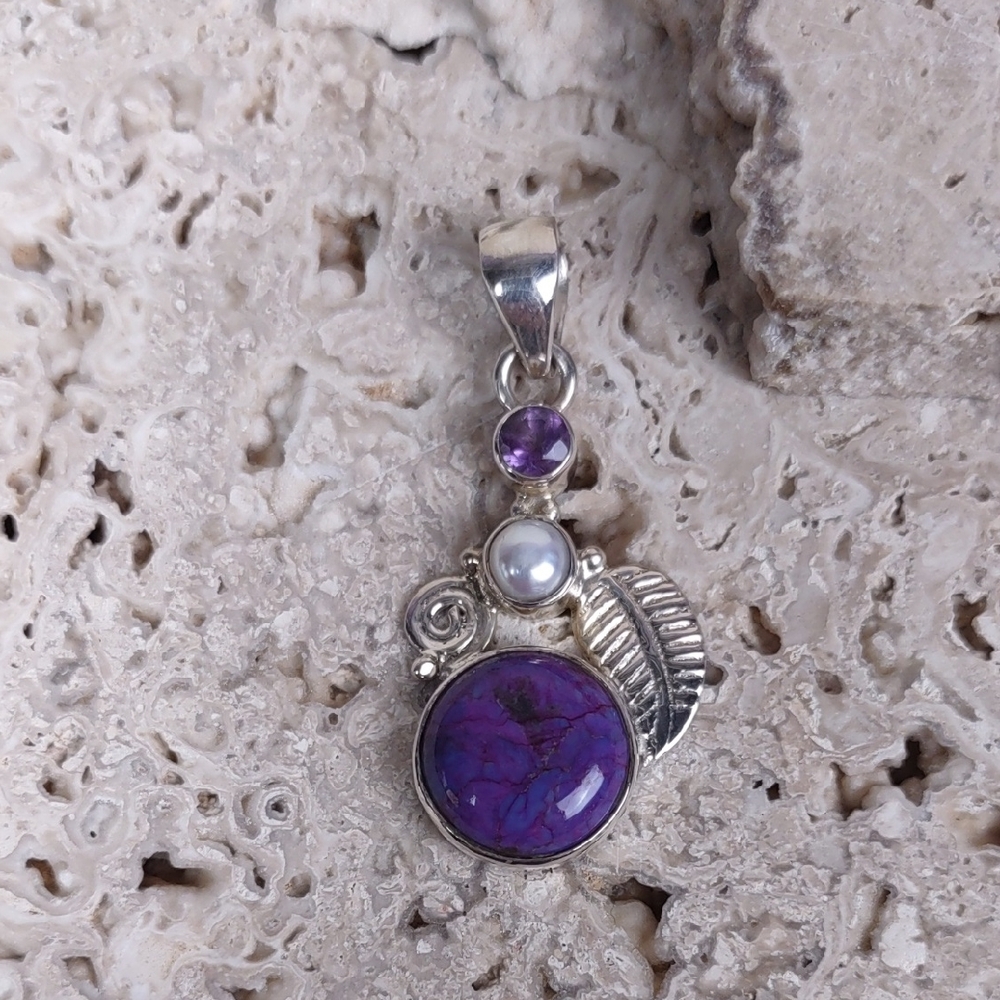 Sterling Silver/Purple Turquoise Gemstone Pendant
